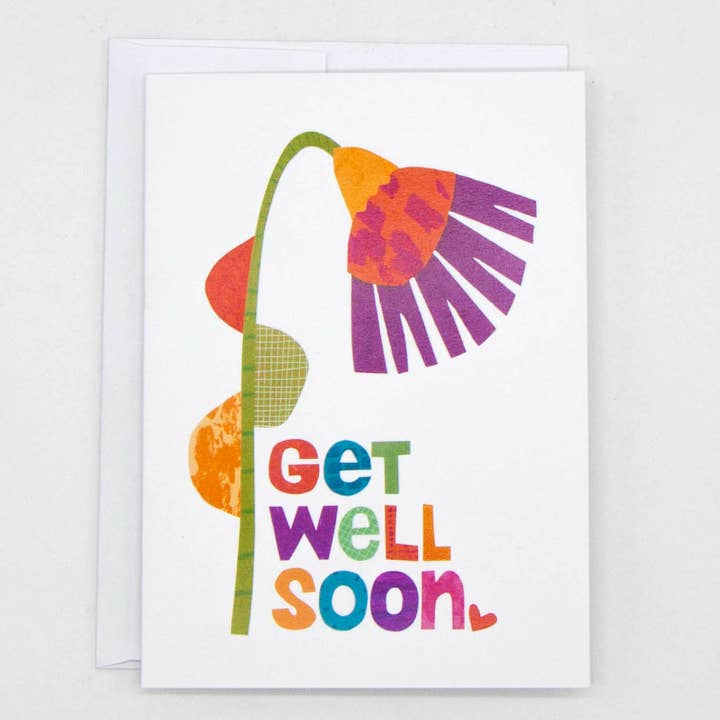 Quirky Flower Get Well Soon Card – Bright & Playful for wholesale by Kim Dettmer Art