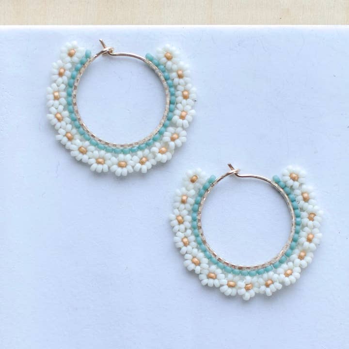 Full Bloom Hoops // Seafoam for wholesale by WOVEN WYLD