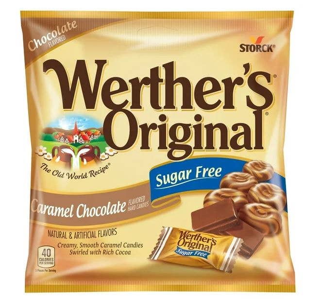 Grandpa Joe's Candy Shop - Wholesale Hard Candy - Werther's Sugar Free Caramel Chocolate Candies, 2.75oz, 12ct0