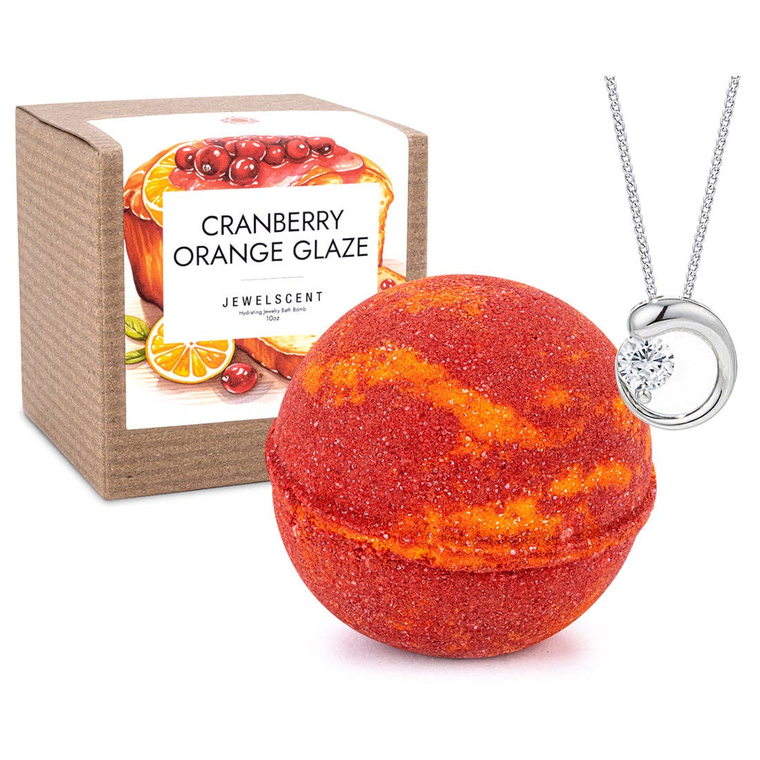 JewelScent - Wholesale Bath Bomb/Fizz - Cranberry Orange Glaze 10oz Jewelry Bath Bomb1