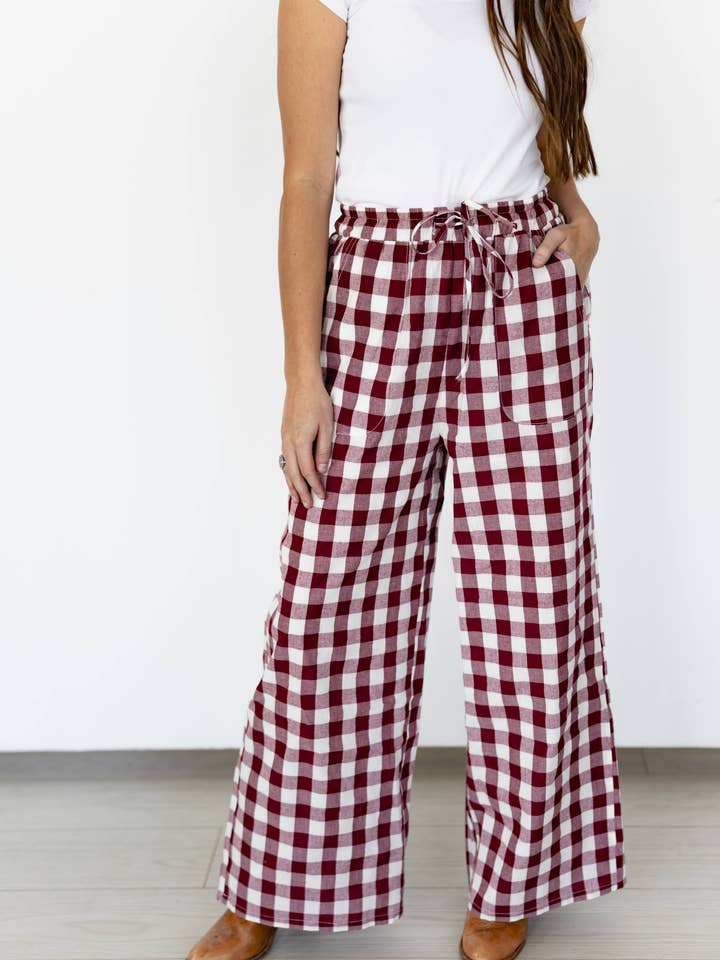 TH2109 MAROON GINGHAM (7 Piece) for wholesale by Turquoise Haven