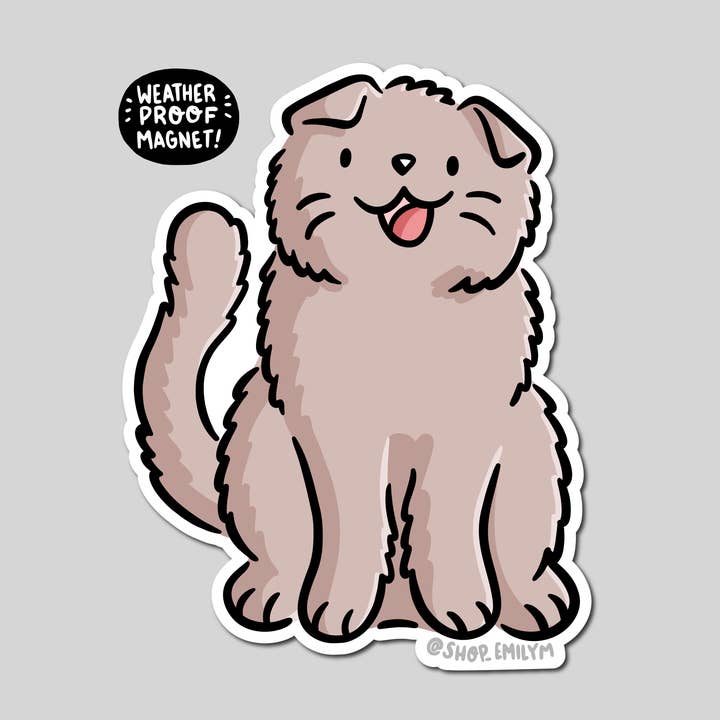 Magnete resistente alle intemperie Scottish Fold Cat per la vendita all'ingrosso da parte di Shop Emily M