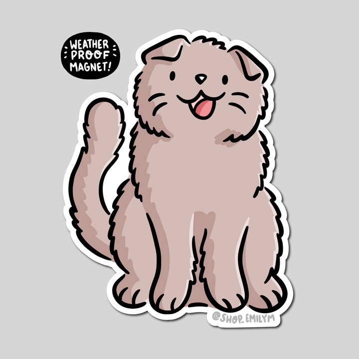 Scottish Fold Cat Wetterfester Magnet für den Großhandel von Shop Emily M