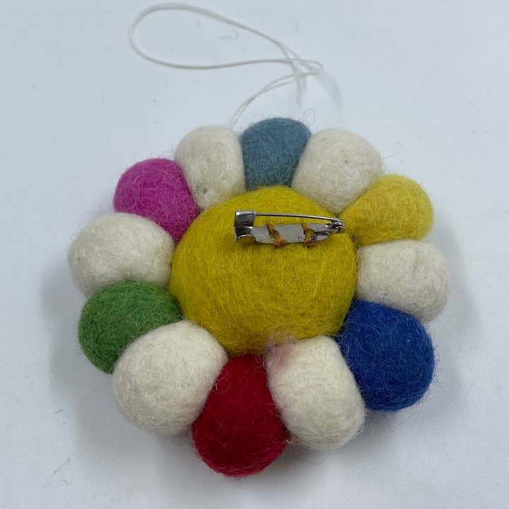 Funky Yak Ltd – wholesale Keychain – Women's – Handmade Cute Felt Sunflower Keyrings with Pin1