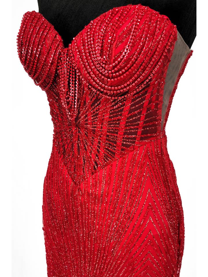 Chicas - Wholesale Gown - Women's - Long sparkling mermaid dress with hanging jewels CF0019