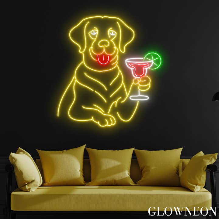Labrador Retriever Cocktail Neon Sign, Labrador Dog Led Art for wholesale by Glow Neon