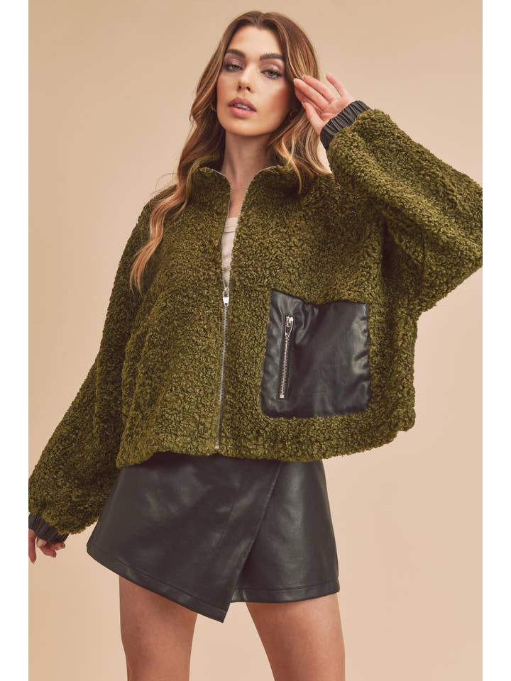 AEMI + CO - Wholesale Jacket - Women's - 537BD Penny Vegan Sherpa Jacket 1