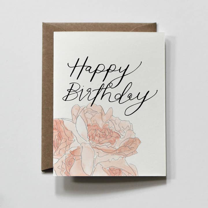 everglow handmade - Wholesale Birthday Card - Lovely Florals | Pink Floral Happy Birthday Greeting Card