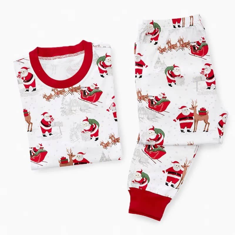Rojo Pijamas familiares de Navidad con diseño de Papá Noel blanco de venta al por mayor en Faire0