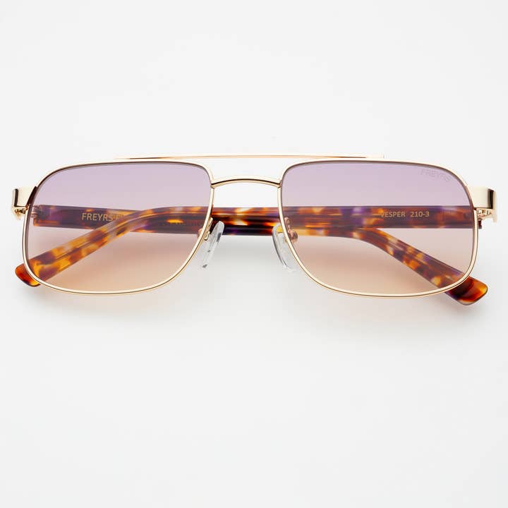 Gold Sunset Vesper Unisex Aviator Sunglasses for wholesale on Faire