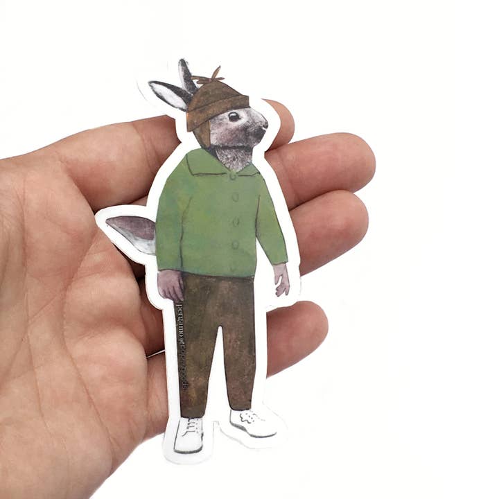 Adesivo Vinil de lebre com chapéu (Coelho) por atacado de Pergamo Paper Goods