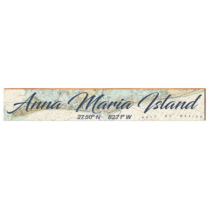 Cartel de madera con el mapa de Anna Maria Island, Florida | Impresión artística de pared sobre madera auténtica para venta al por mayor de Mill Wood Art