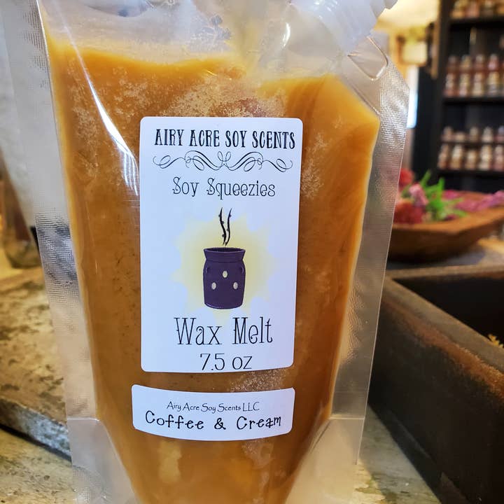 Coffee & Cream Squeezable Soy Wax Melt for wholesale by AIRY ACRE SOY SCENTS LLC