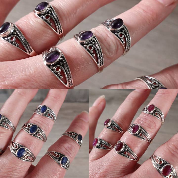Keystone Crystals – wholesale Single stone/solitaire ring – Gemstone Sterling Silver Ring Witchy Boho Style