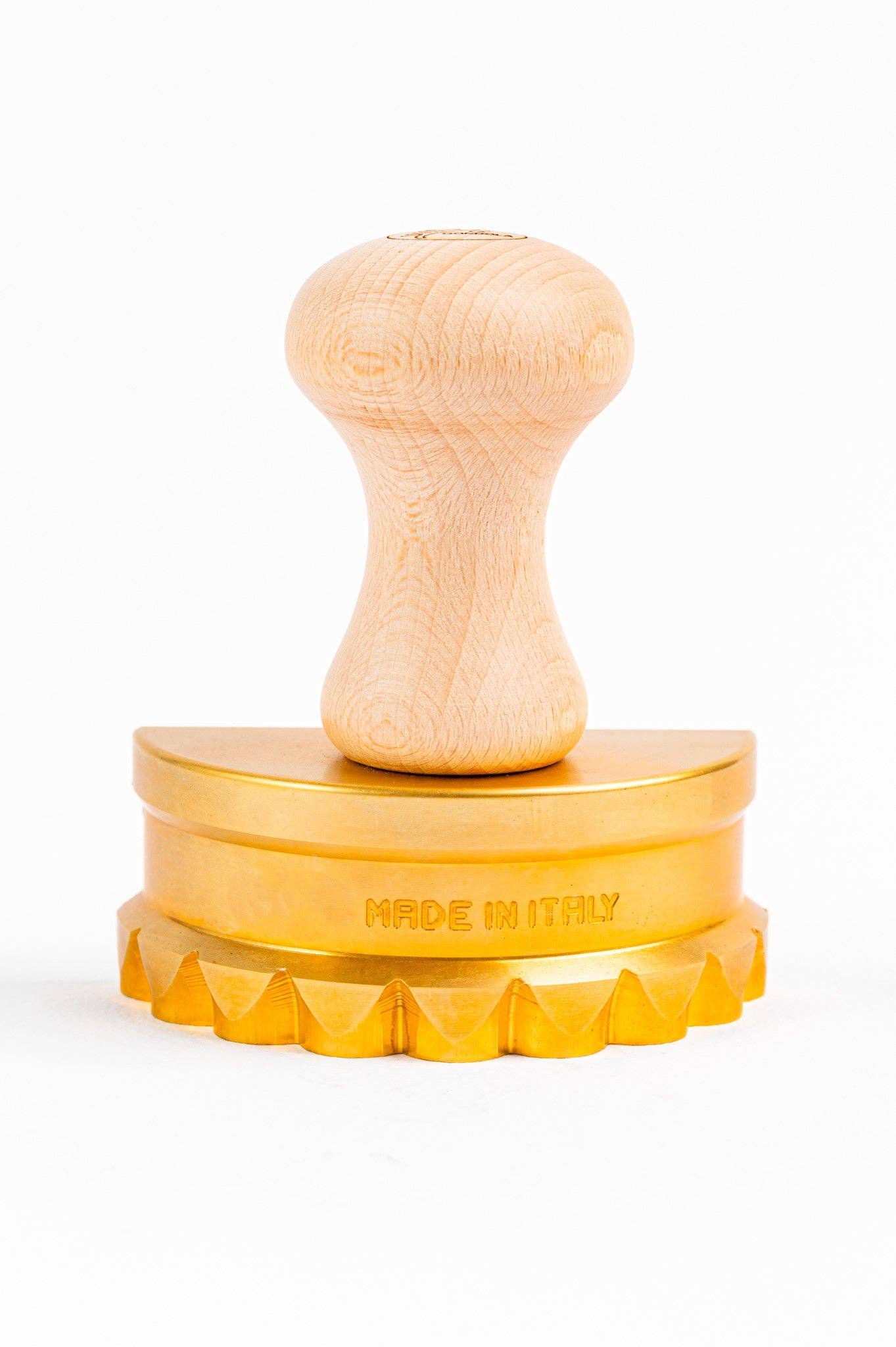 LA GONDOLA - Wholesale Kitchen Tool/Gadget - Ravioli Pasta Cutter Stamp Mezzaluna in Brass Wooden handle10