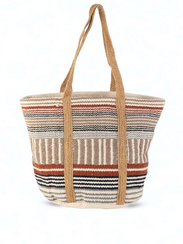 KB1162604_05 - COTTON AND JUTE TOTE, BROWN COLOR for wholesale by Kbas