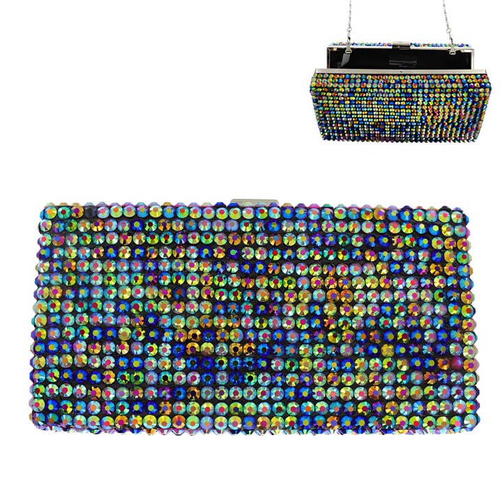 SP Sophia Collection - Wholesale Clutch Bag - Women's - Crystal Rhinestone Evening Box Clutch Purse