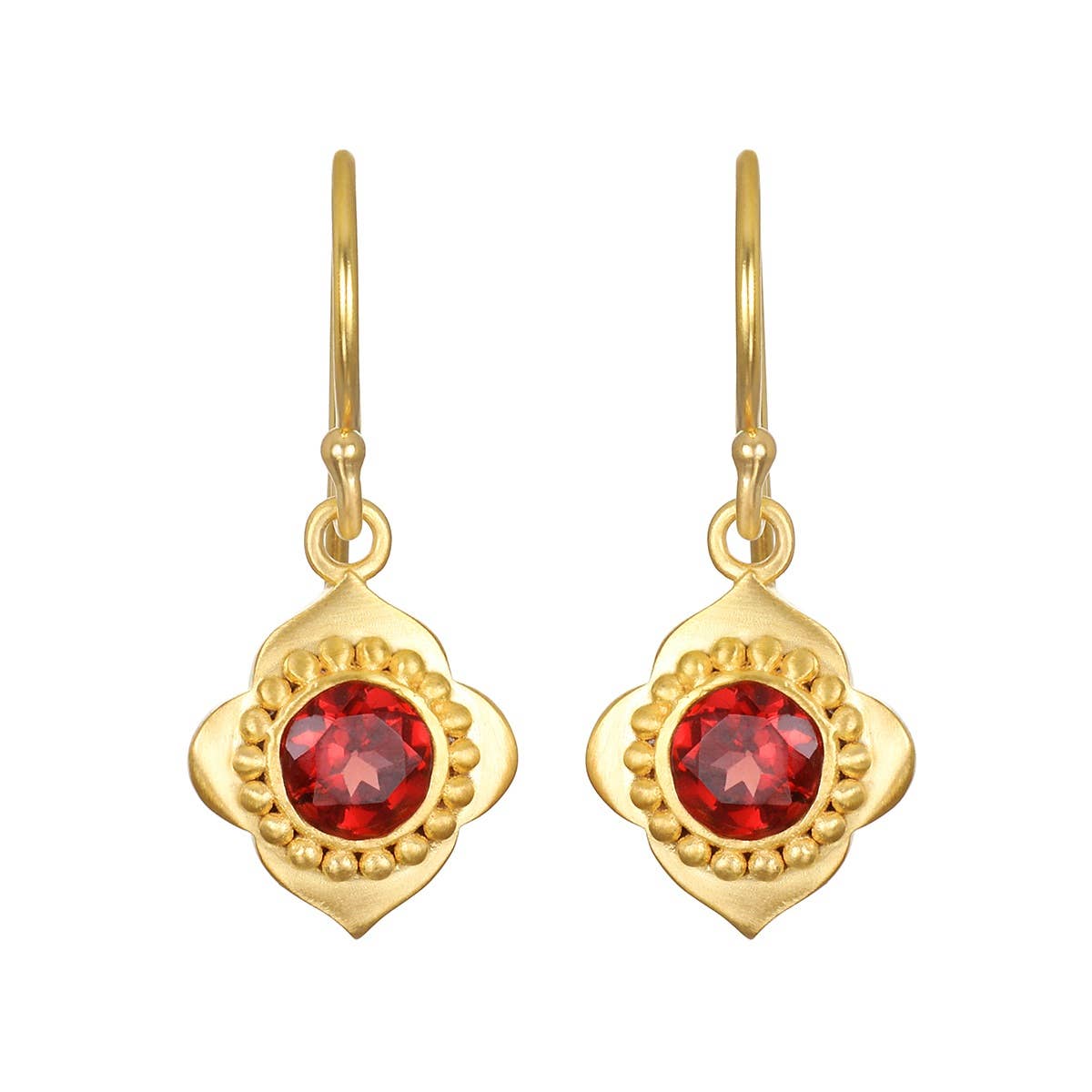 Satya Jewelry - Wholesale Dangle Earrings - Strong Heart Garnet Drop Earrings