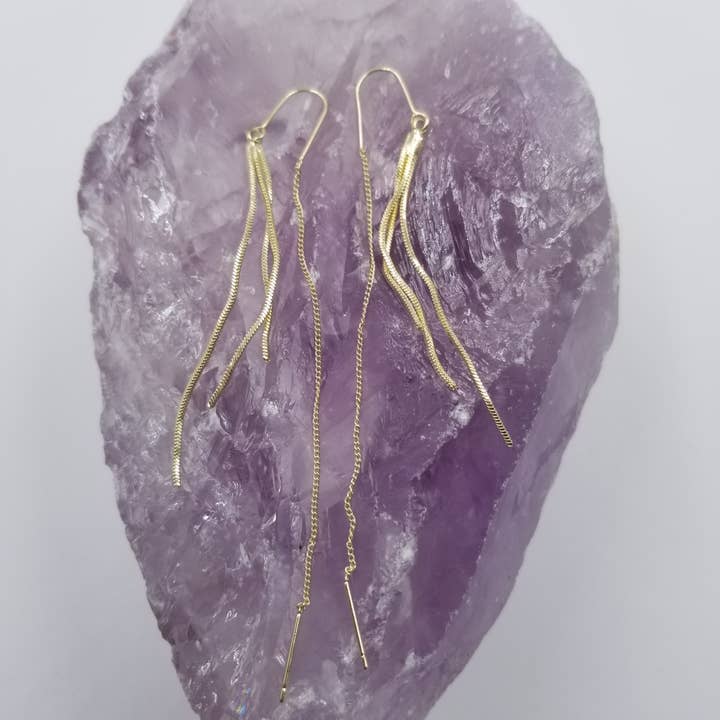 Minimalist Needle and Thread Earrings for wholesale by magnolia jewelry