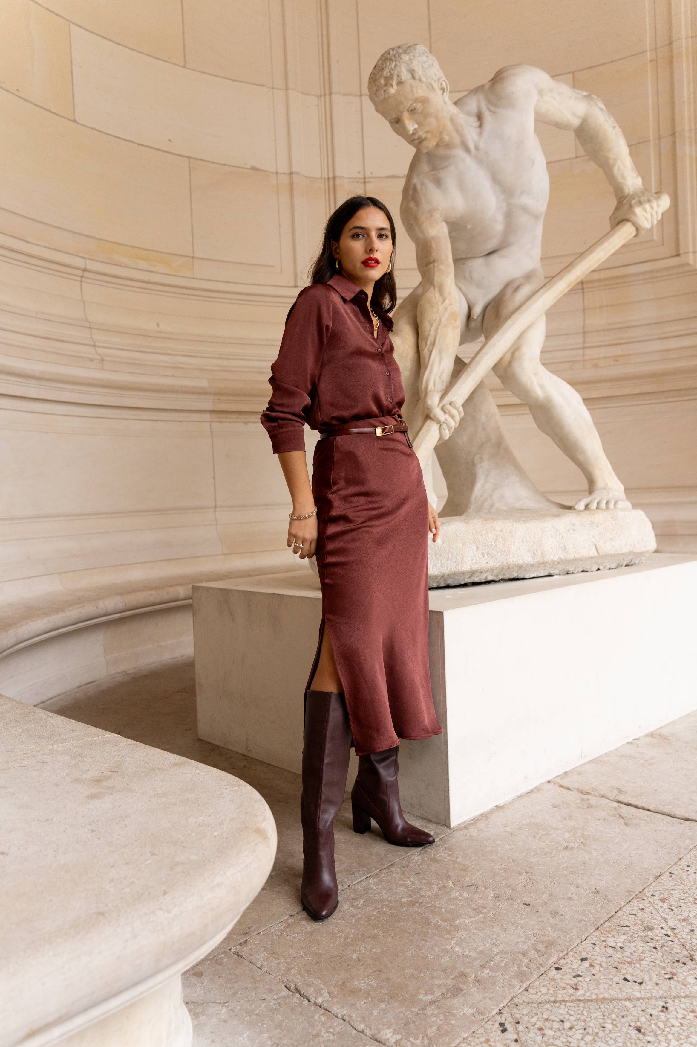 LULUMARY - Vente Jupe – femme - Jupe satinée SK8564