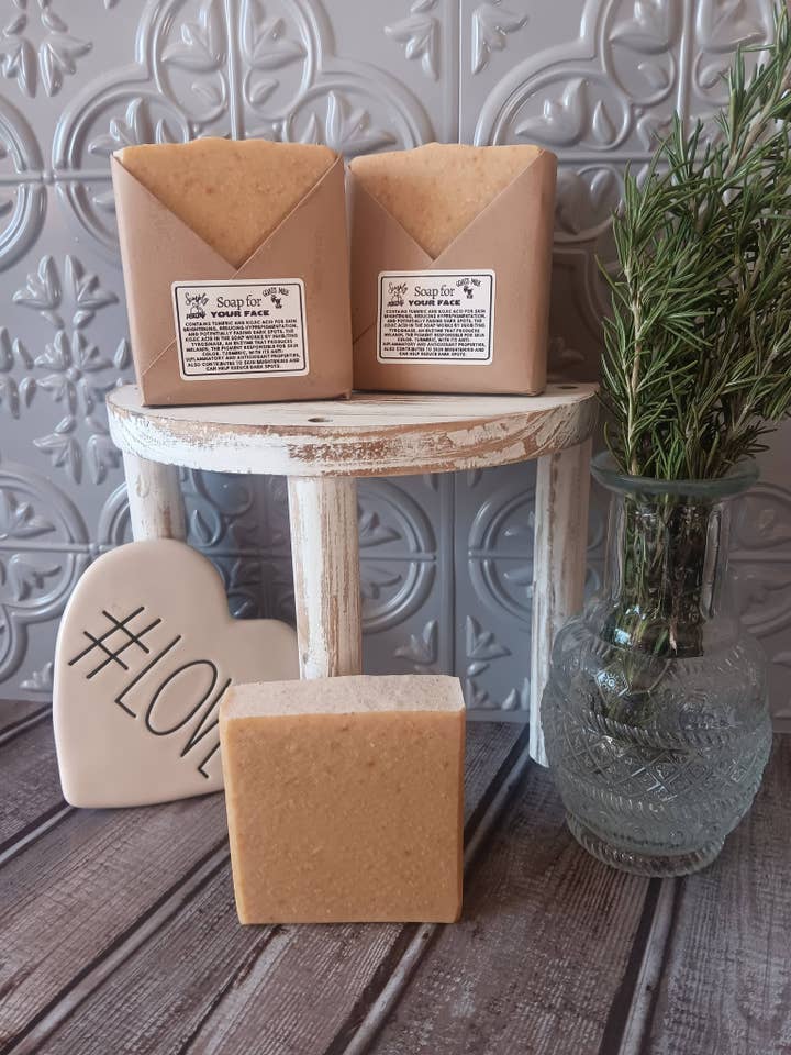Turmeric and Kojic Acid Goats Milk Face Soap Bar for wholesale by Simply Peachy