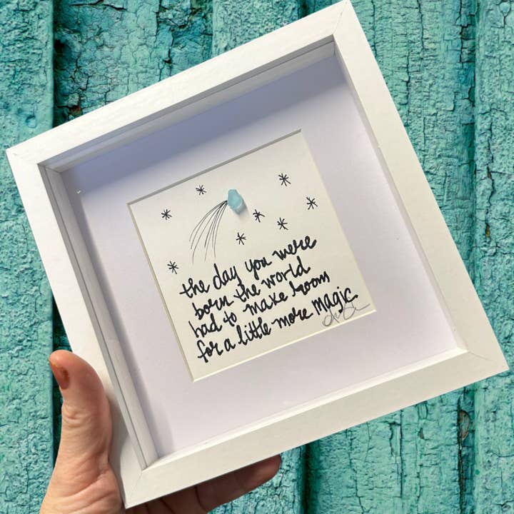 Born Magic MINI - Sea Glass Art - 6x6 Framed for wholesale by Back Bay Designs