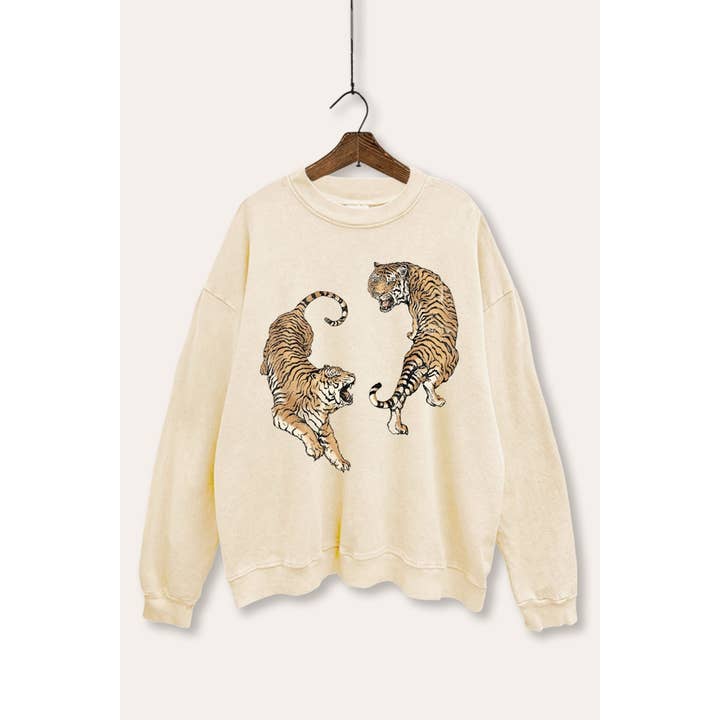 PINK NABI - Wholesale Graphic Sweatshirt - Women's - ROARING TIGERS MINERAL WASH GRAPHIC SWEATSHIRT3