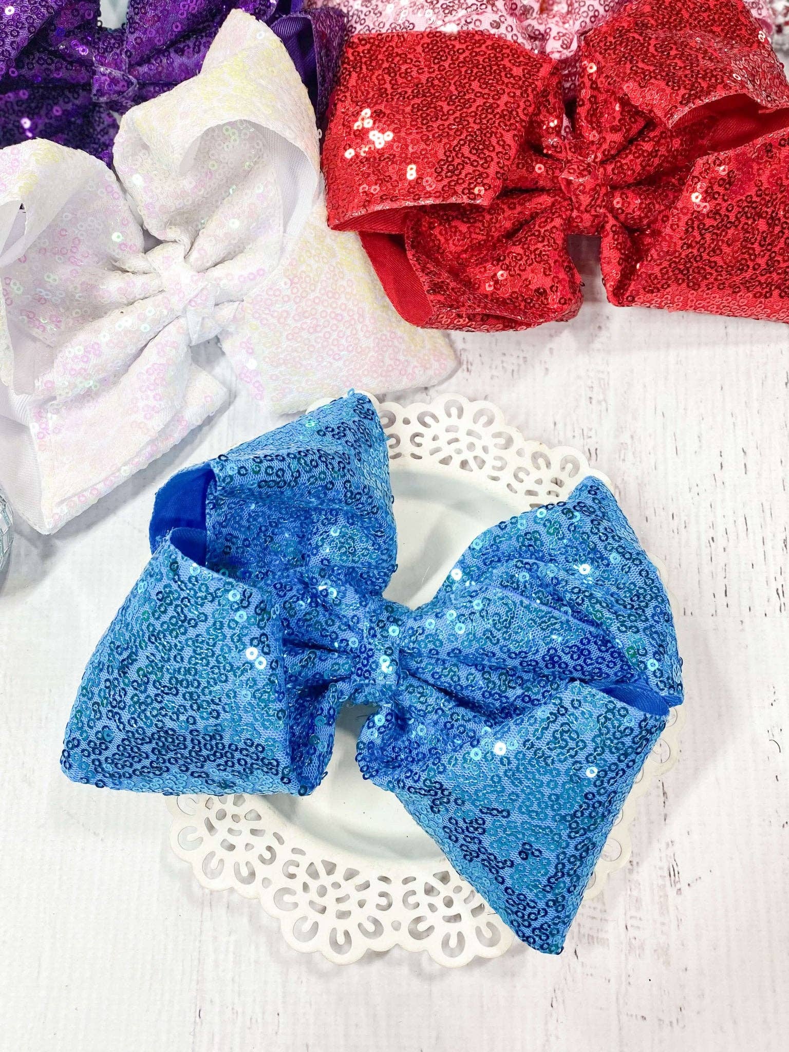 The Hair Bow Company - Wholesale Hair Bow - Kids - Sequin Texas Size Hair Bows - Alligator Clip - 6.5"3
