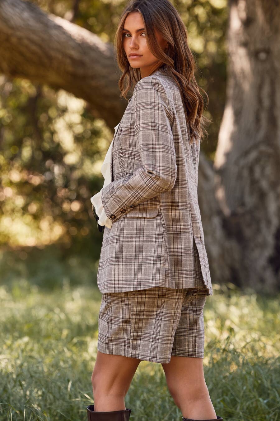 Oddi - Wholesale Shorts - Women's - Plaid Mid-waisted Shorts2