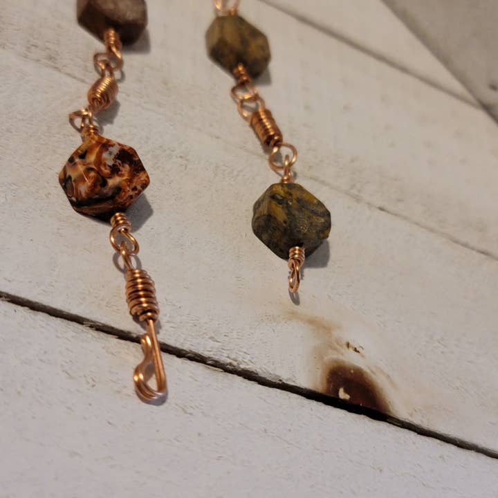 Handmade Raw Jasper Copper Wire Wrapped Bead Link Bracelet for wholesale by Bead And Beam