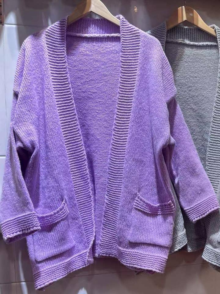 Pocket knitted sweater cardigan jacket for wholesale by Rosa Clothing