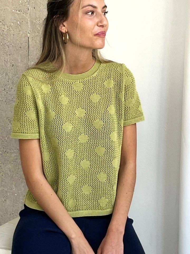 Pistachio green polka dots for wholesale by Cent agulles
