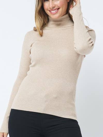 Pull col roulé côtelé à manches longues pour la vente par Newself Collection