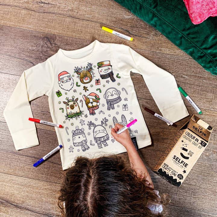 Happy Holiday Kids Colour In Top for wholesale by Selfie Craft Co