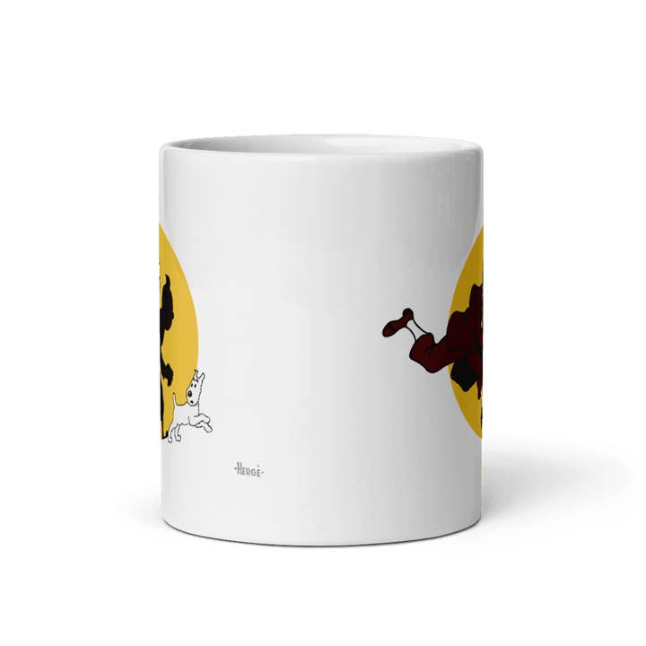 Art-O-Rama Shop - Wholesale Coffee Mug - Tintin and Snowy (Milou) Getting Hit By A Spotlight Mug1