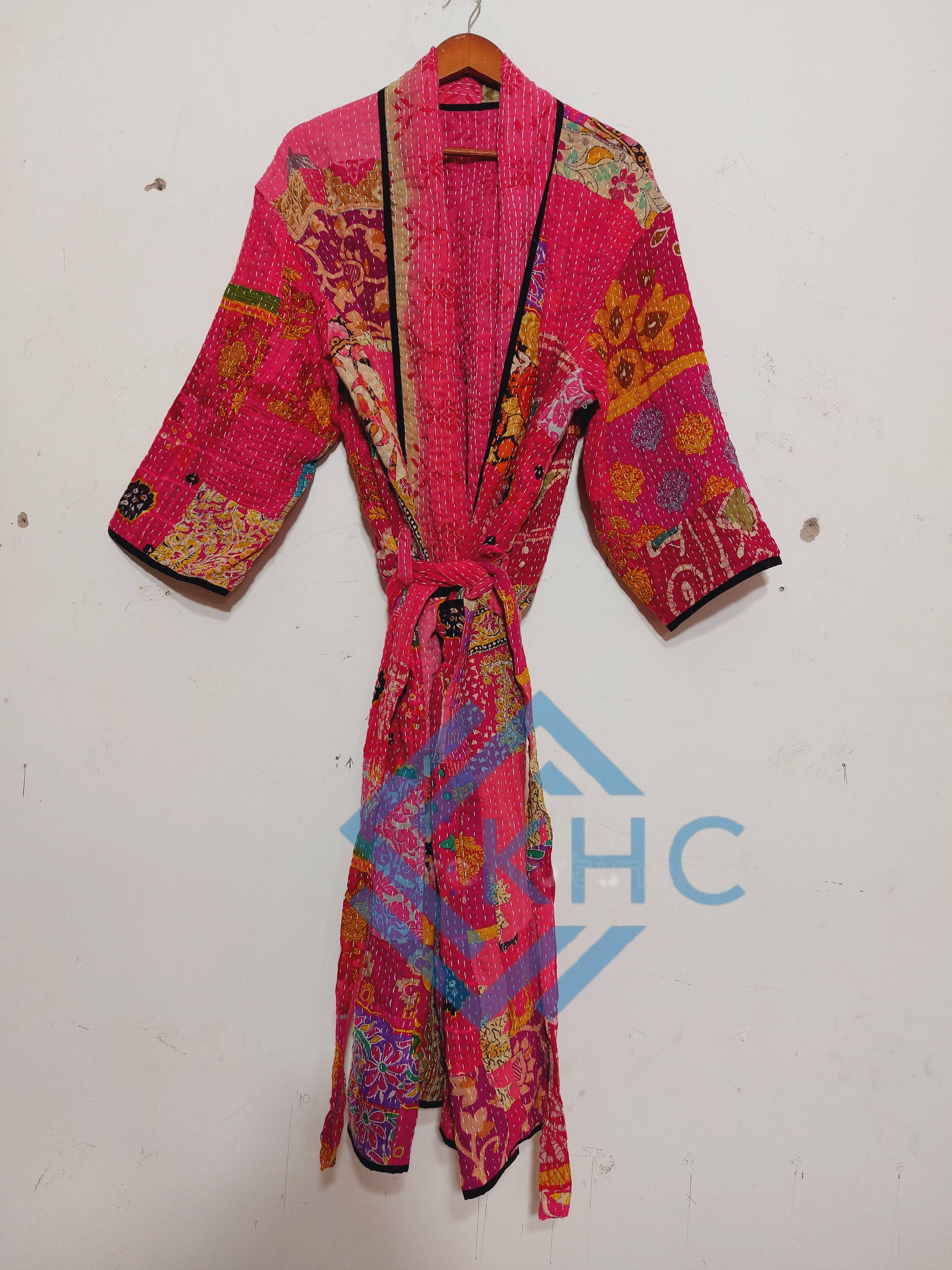 KHC – wholesale Robe – Women's – Patchwork Bath Robe | Vintage Kantha Cotton Kimono | Cotton Robe | Kimono Indian Dressing Gown | Night Wear Suit | Long Cotton Robe8