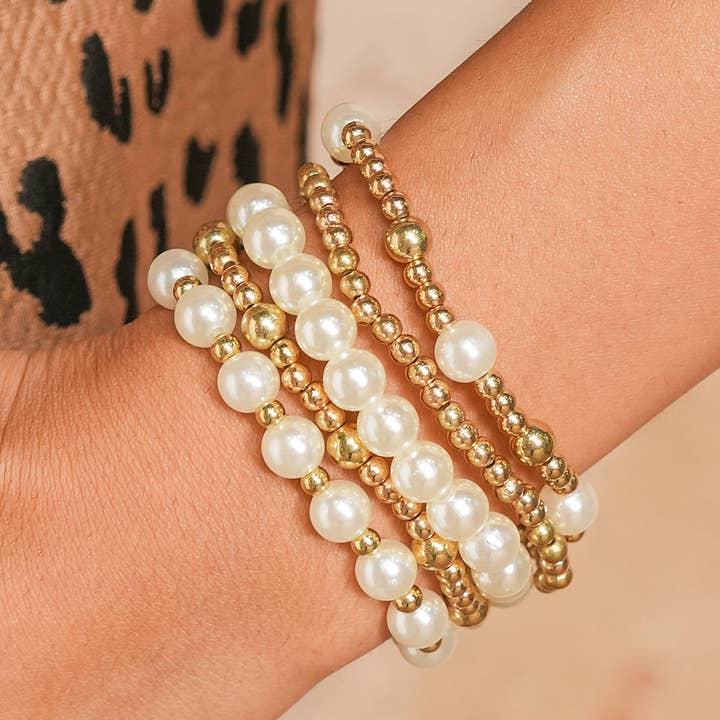 Gold Cross Pearls Decor Multi Layer Bracelets for wholesale on Faire3