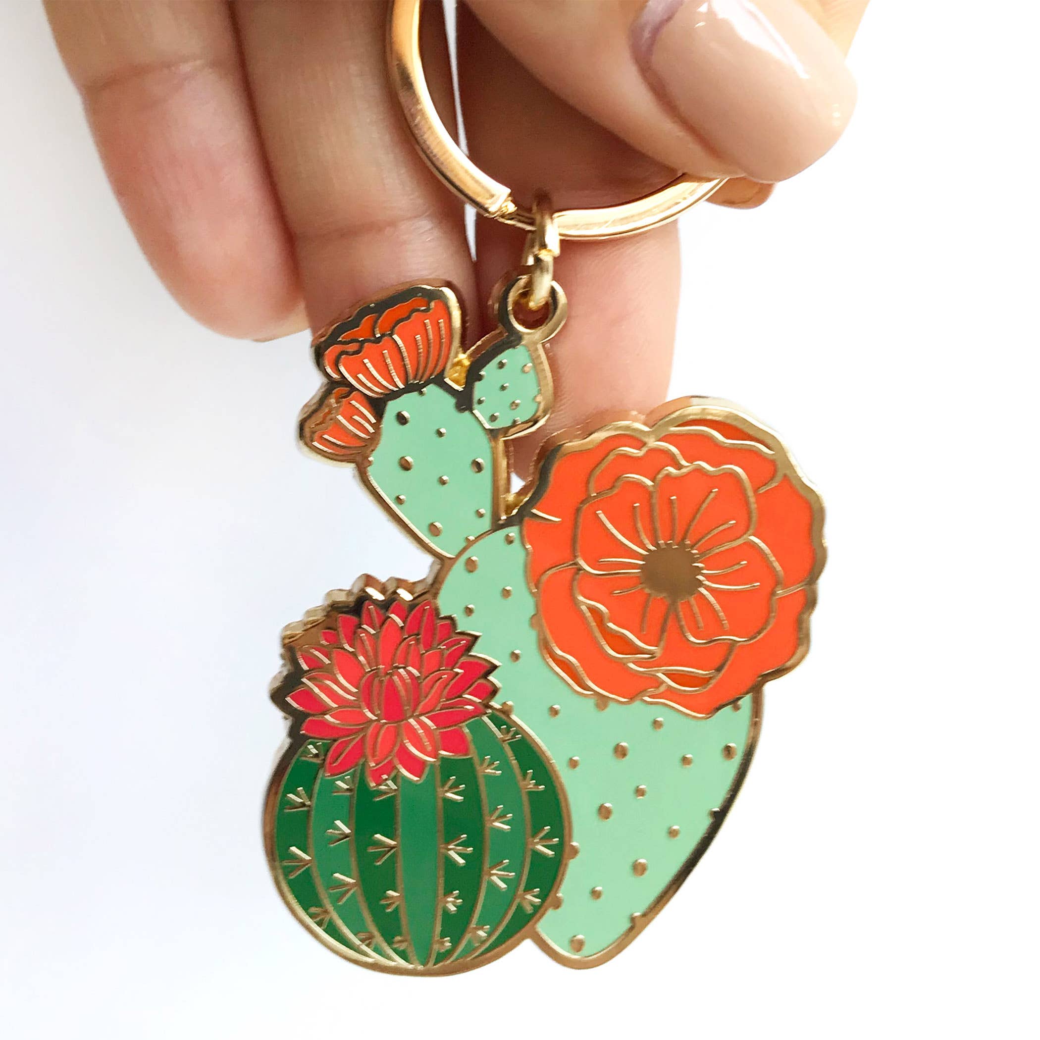 Paper Anchor Co. - Wholesale Keychain - Women's - Blooming Cacti Plant Keychain | Valentine Gifts1