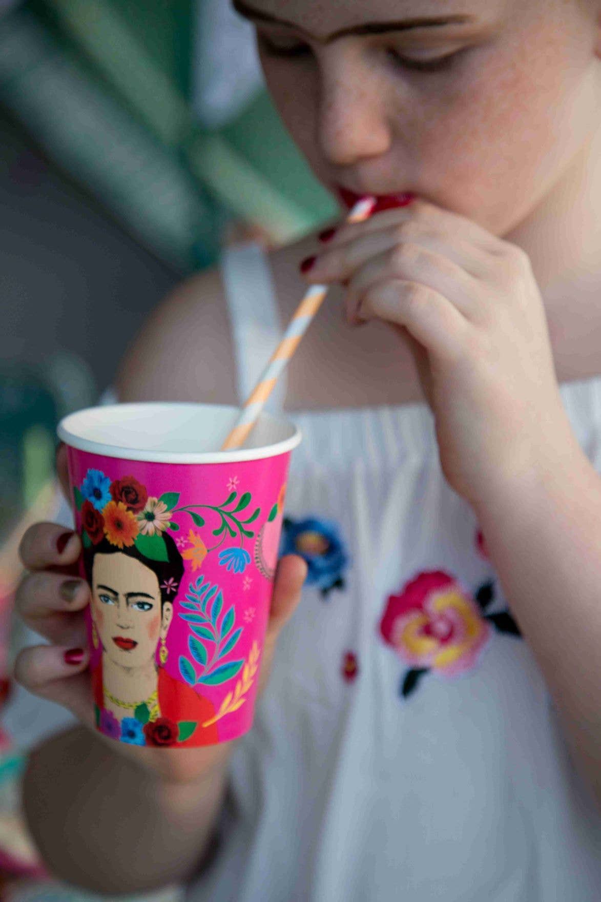 Talking Tables UK – wholesale Disposable cup – Eco-Friendly Summer Boho Frida Kahlo Cups | 8 Pack |4