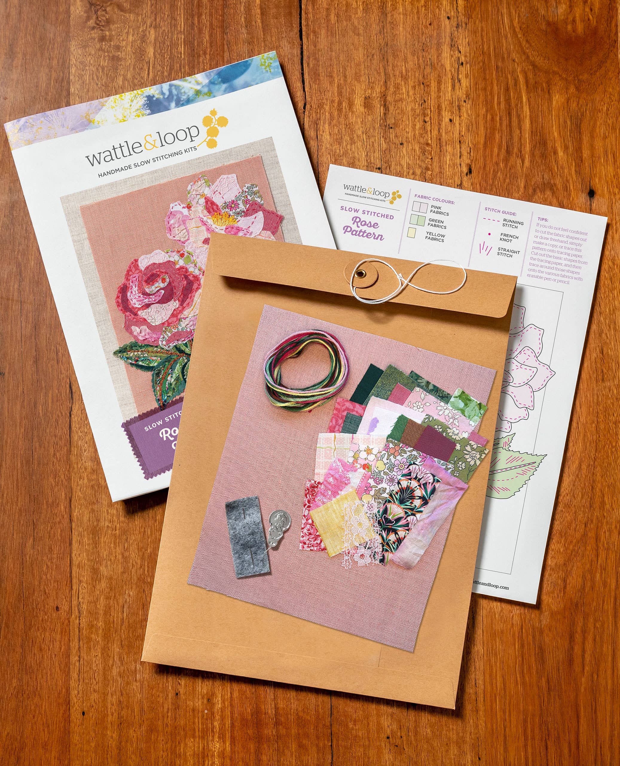Wattle&Loop - Wholesale Embroidery/cross-stitch supplies - Rose Slow Stitching Kit1