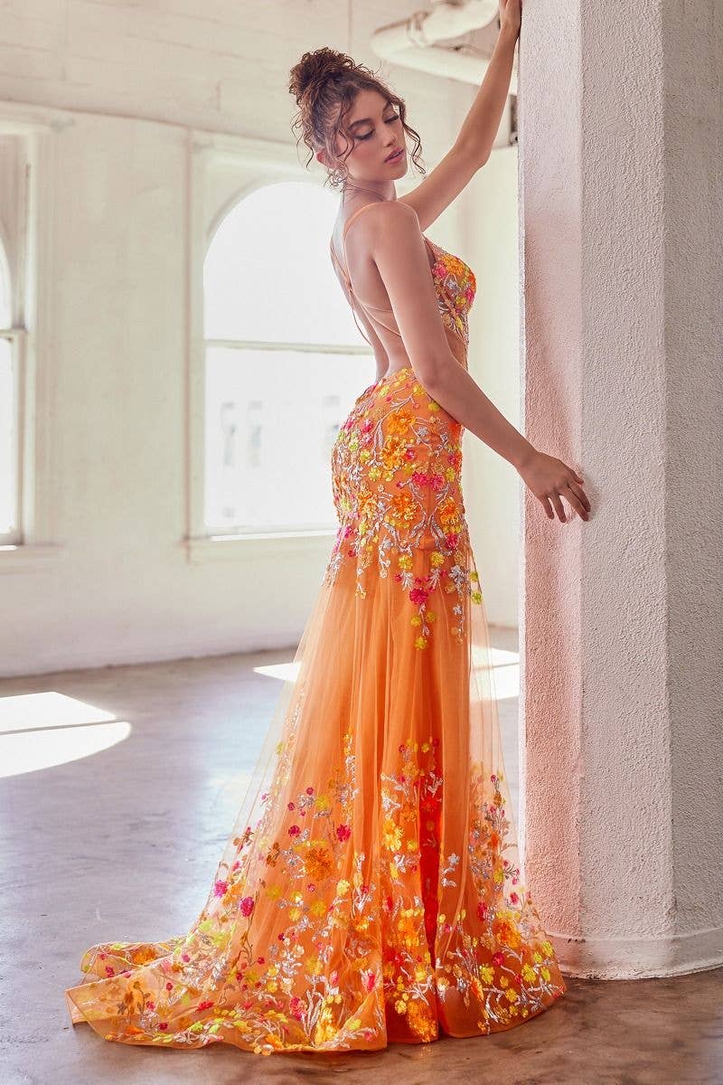 Fitted Orange Mermaid Dress for wholesale on Faire1