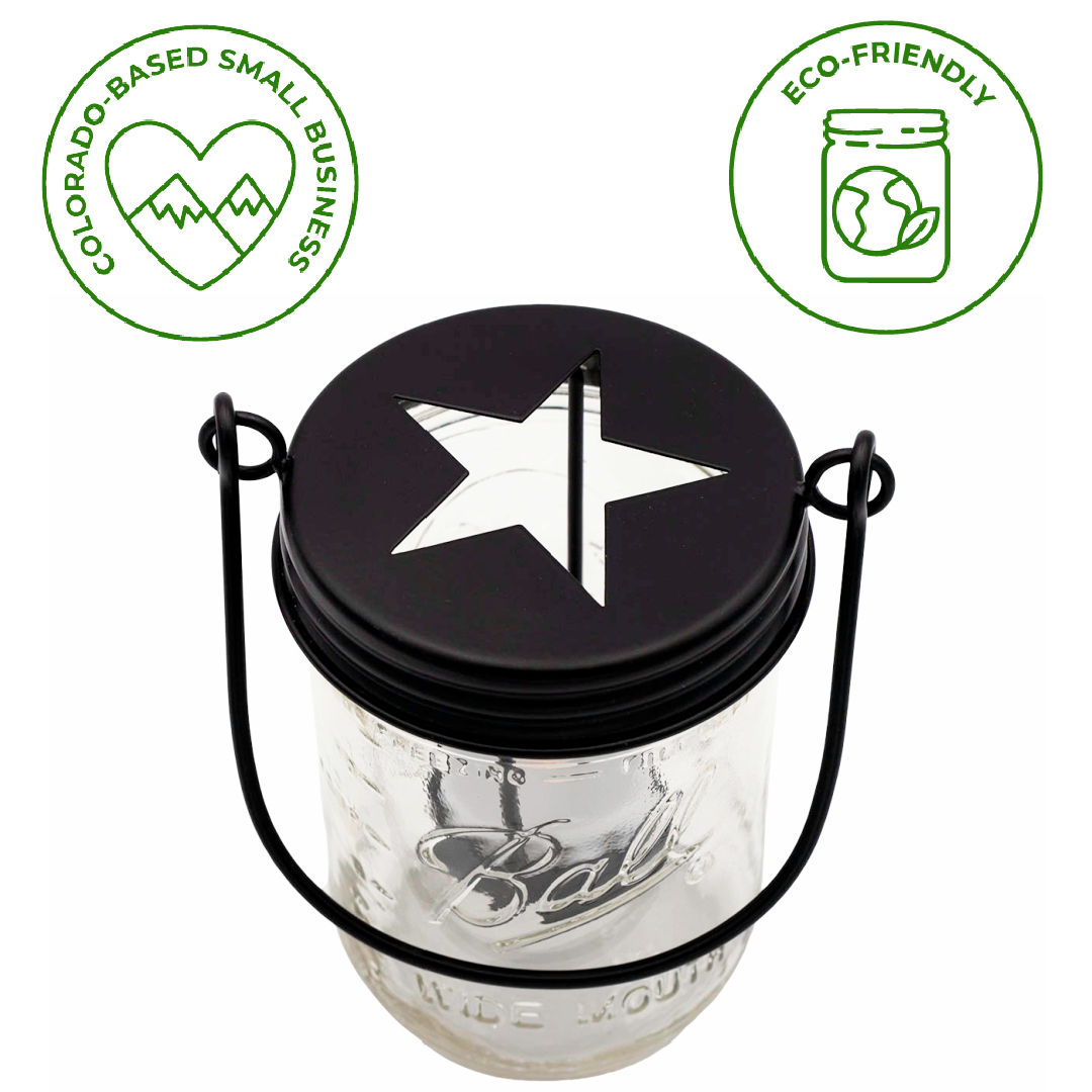 Mason Jar Lifestyle - Wholesale Candle Holder - Black Star Cutout Tea Light Candle Holder Lids With Handles3