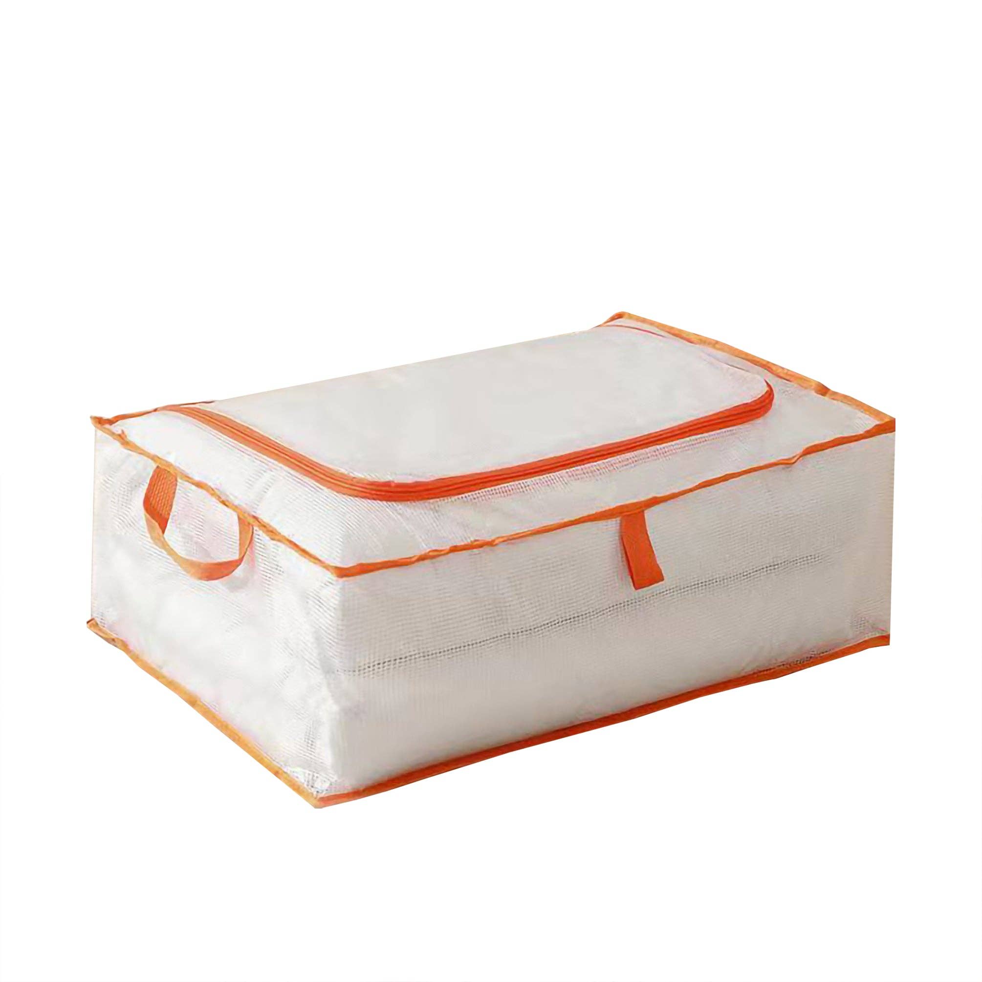 FIXTUREDISPLAYS - Wholesale Storage Bag - Clothes Storage Bags Clear Grid PVC and Orange Zipper Edge Sweater Storage Bags 220090