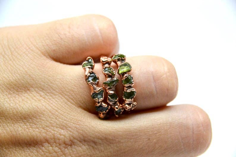 Daddy Daughter Jewelry - Wholesale Multi-Stone Ring - Peridot Multi-Stone Ring | Copper August Birthstone8