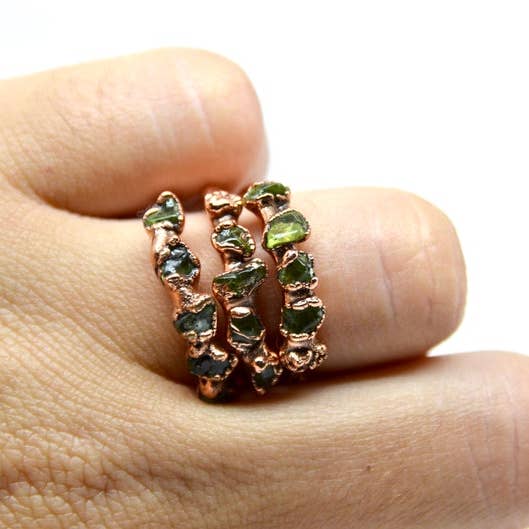 Daddy Daughter Jewelry - Wholesale Multi-Stone Ring - Peridot Multi-Stone Ring | Copper August Birthstone8