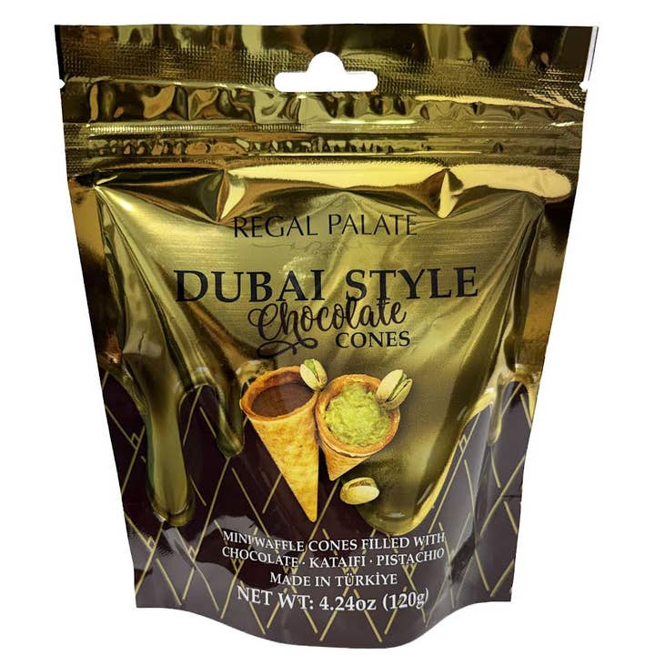 Regal Palate 4.2oz Dubai Chocolate Cones for wholesale by NYSLIFE