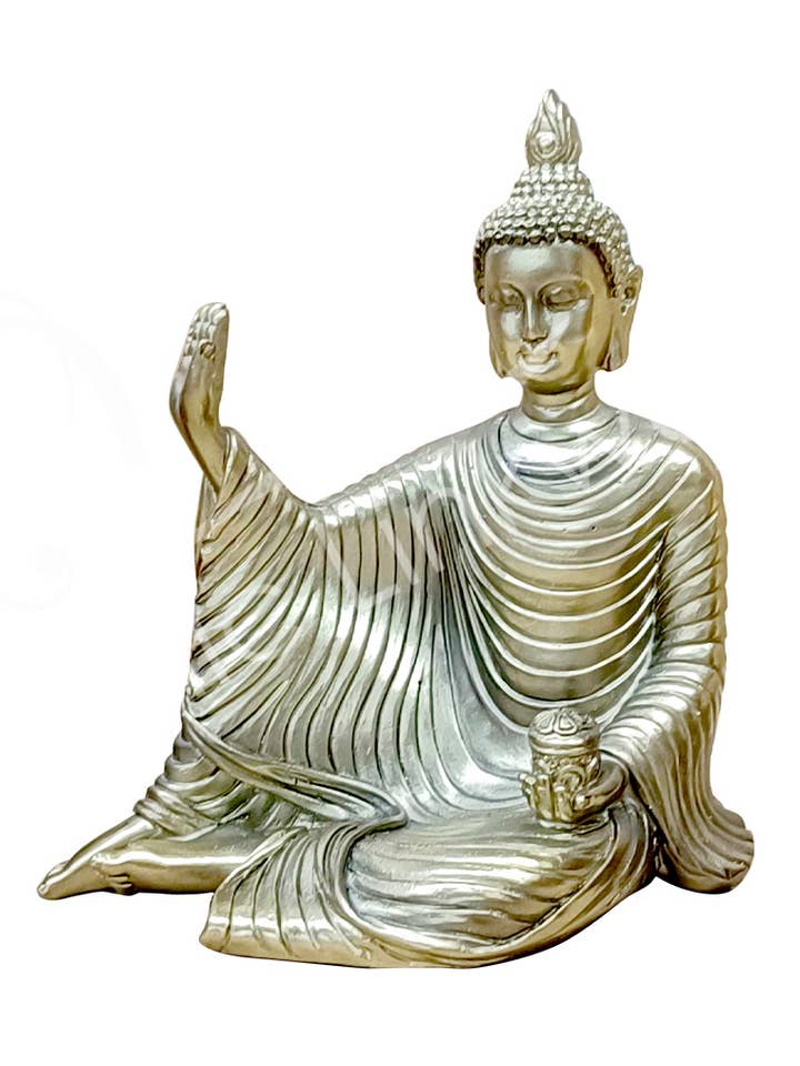 STATUE - BUDDHA, BRONZE HOLDING LOTUS 4.25"L X 4.65"H for wholesale by Oceanic Linkways Inc