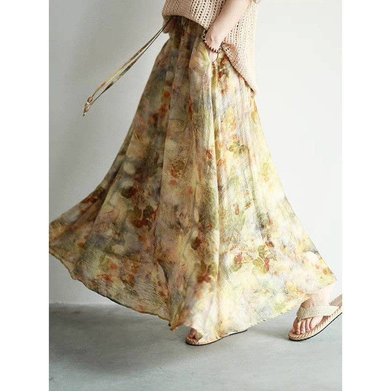 TRYCKNING Lös blommig midikjol för wholesale på Faire1