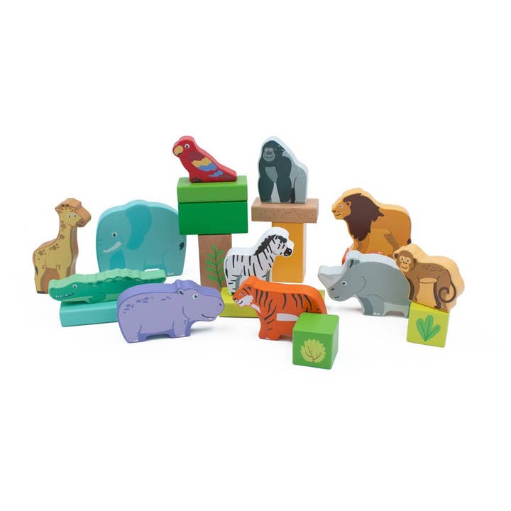 Inside Out Toys – wholesale Wood toy – Child – Safari Block Set (in net bag)