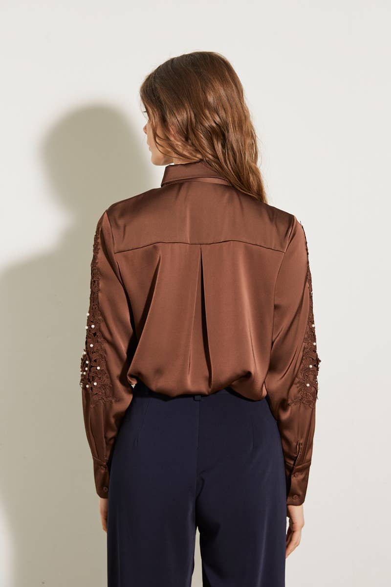 ELLI WHITE - Wholesale Button Down Shirt - Women's - Shirt adorned with embroidery and beads7